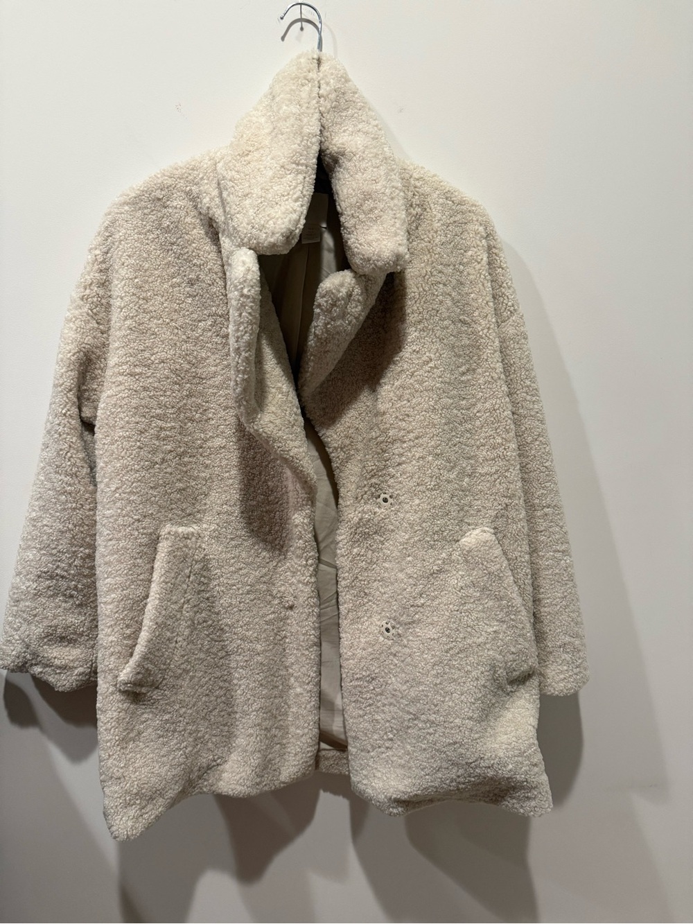 H&M Cozy Cream Teddy Faux-Shearling Coat